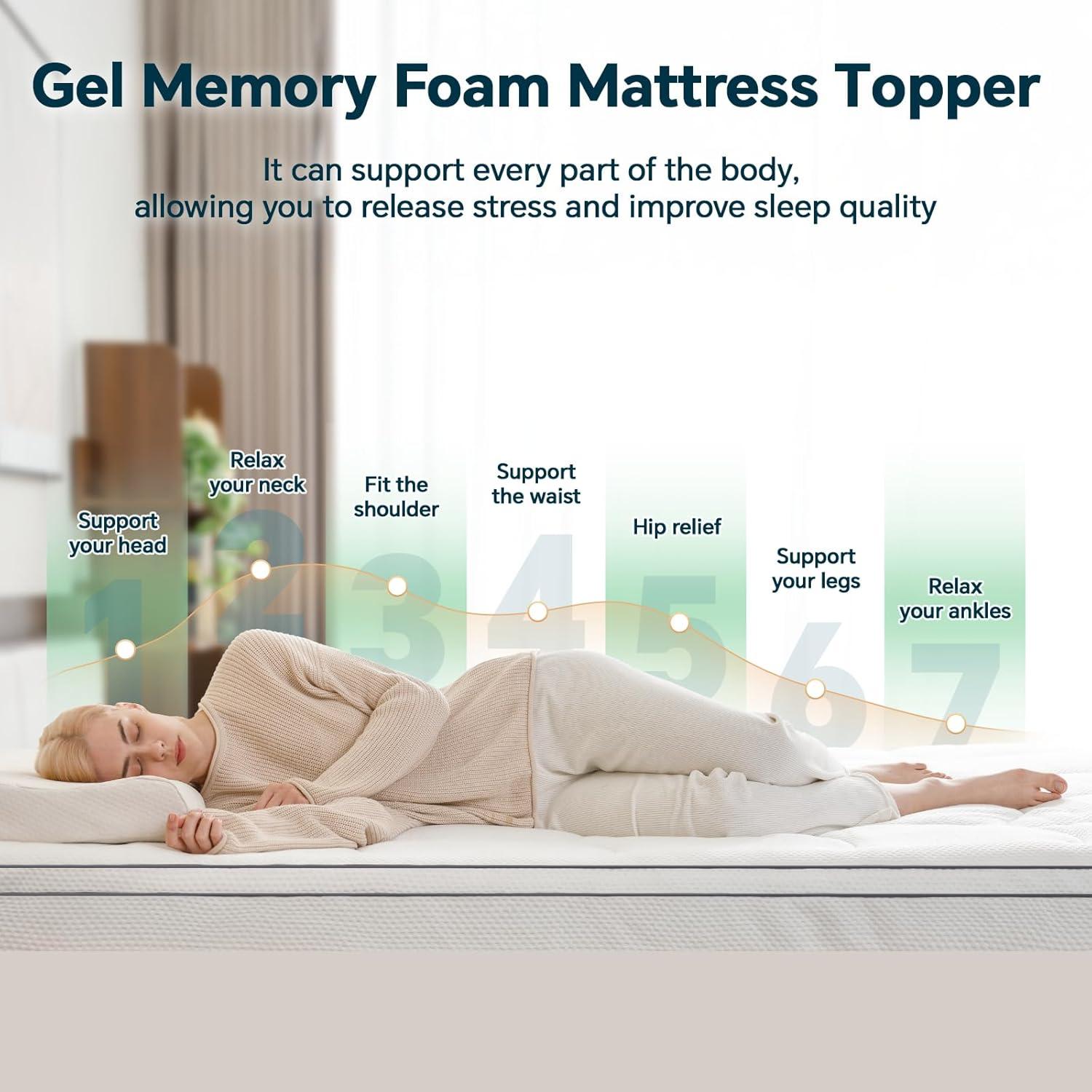 4 Inch Memory Foam Mattress Topper Queen Size – Dual Layer 3 Inch ...