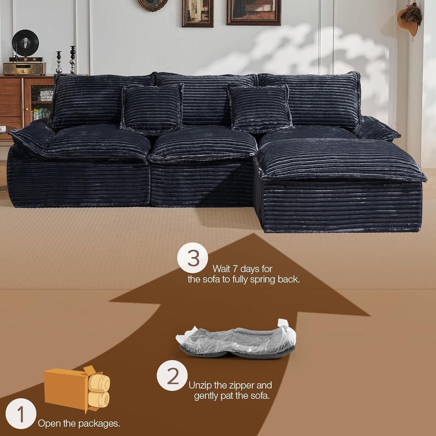 Modular Sectional Cloud Couch – Utra Soft Modern L Shaped Modular ...