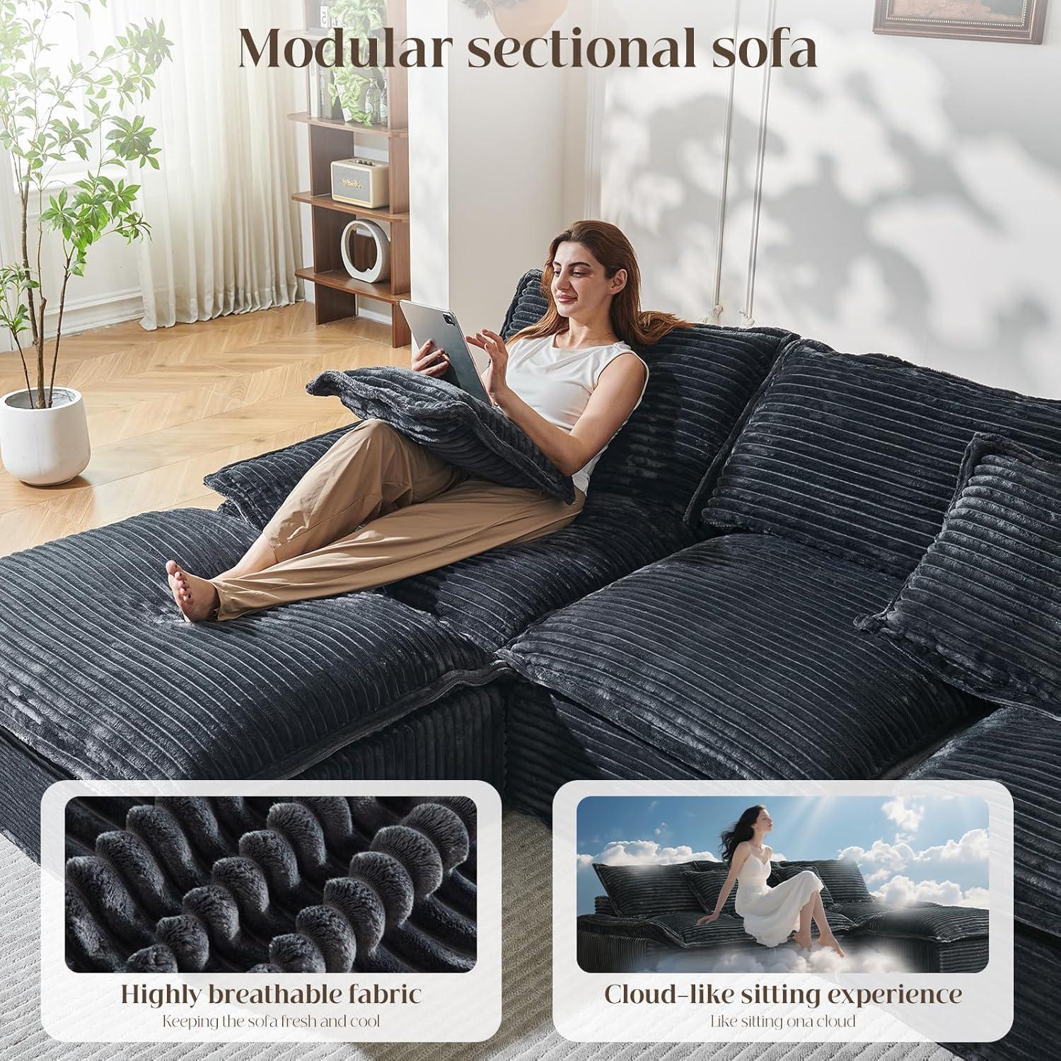 Modular Sectional Cloud Couch – Utra Soft Modern L Shaped Modular ...